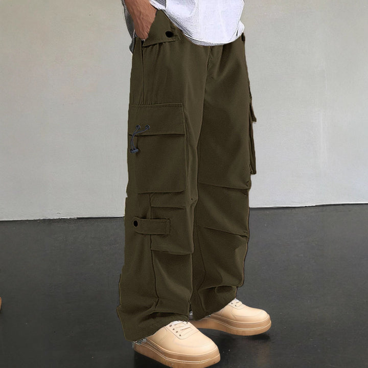Men's Cargo Pants with Practical Pockets and Elastic Waistband Lisslune