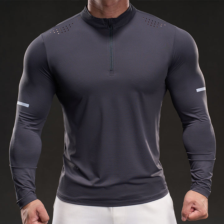 Men's Athletic Long Sleeve Shirt with Half Zipper Lisslune
