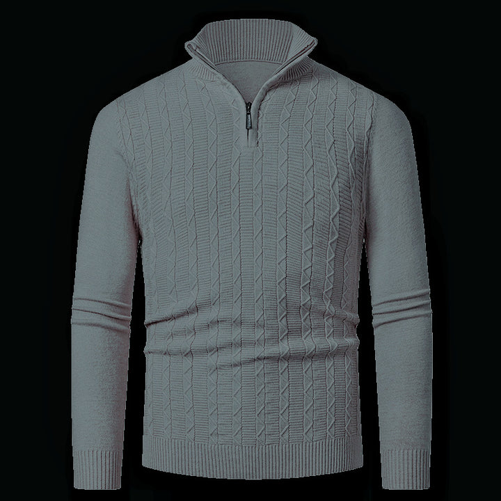 Men's knitted pullover with modern collar and zipper Lisslune