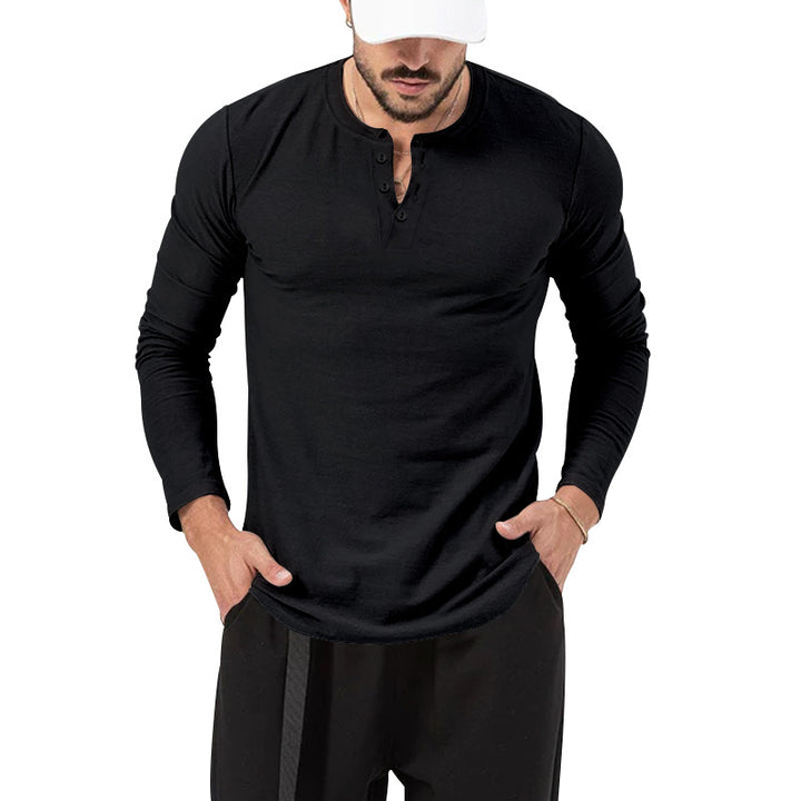 Men's Long Sleeve Henley Shirt with Stylish Button Closure Lisslune