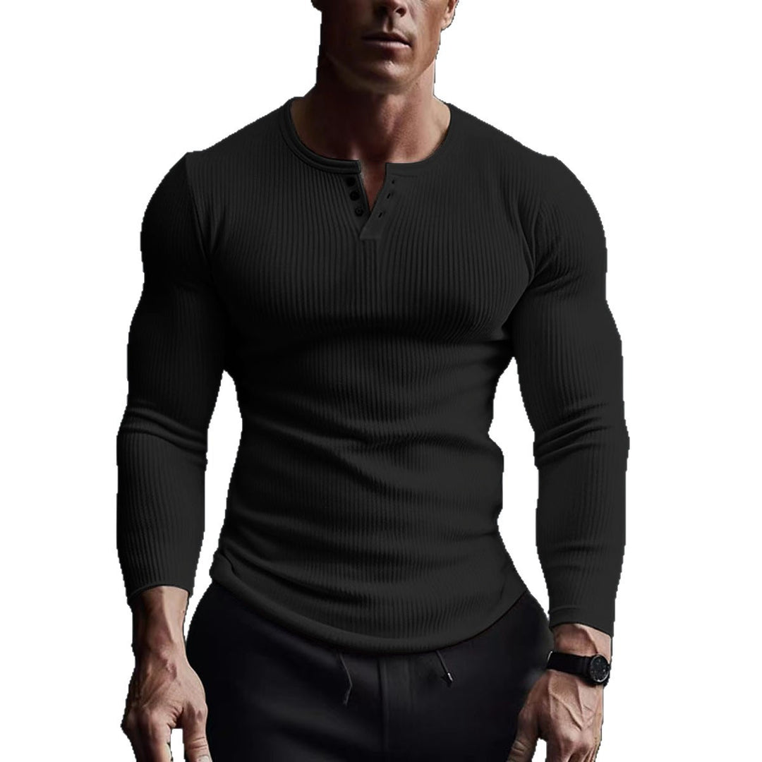 Men's Long Sleeve Button Shirt in Modern Rib Design Lisslune