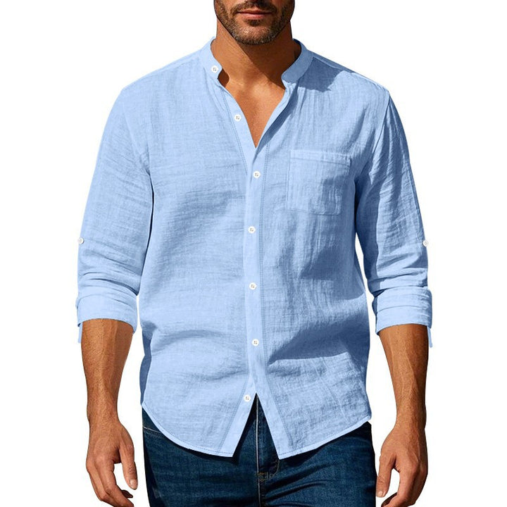 Men's Lightweight Linen Shirt with Half Collar Lisslune