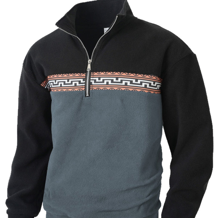 Men's fleece pullover with modern zipper and creative design Lisslune
