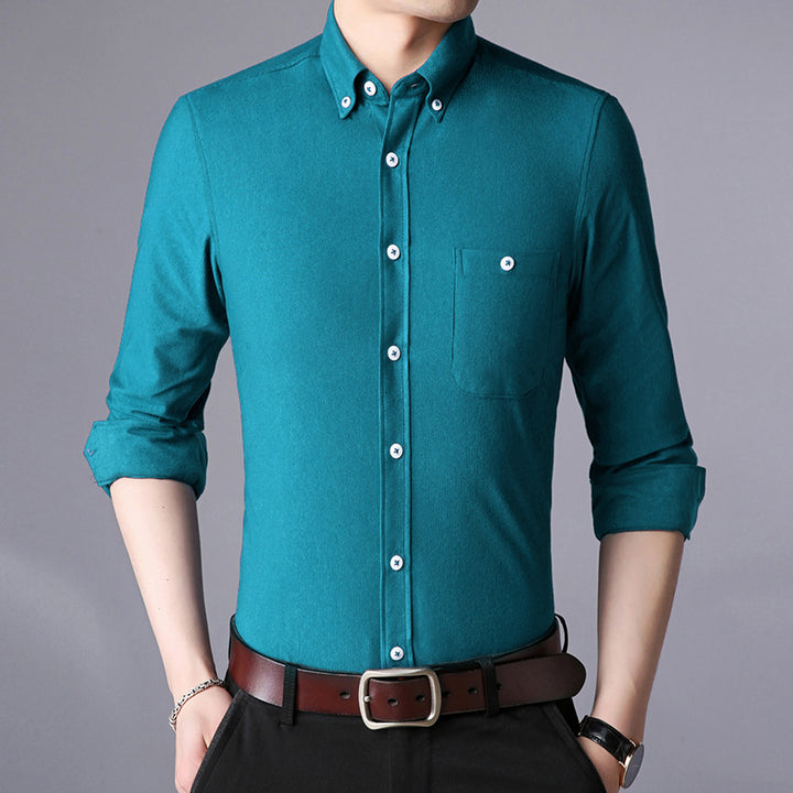 Men's long sleeve shirt with classic button-down collar Lisslune