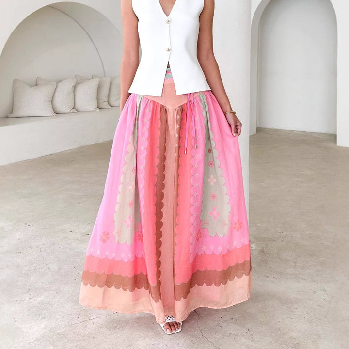 Ladies maxi skirt with playful embroidery and elastic waistband Lisslune