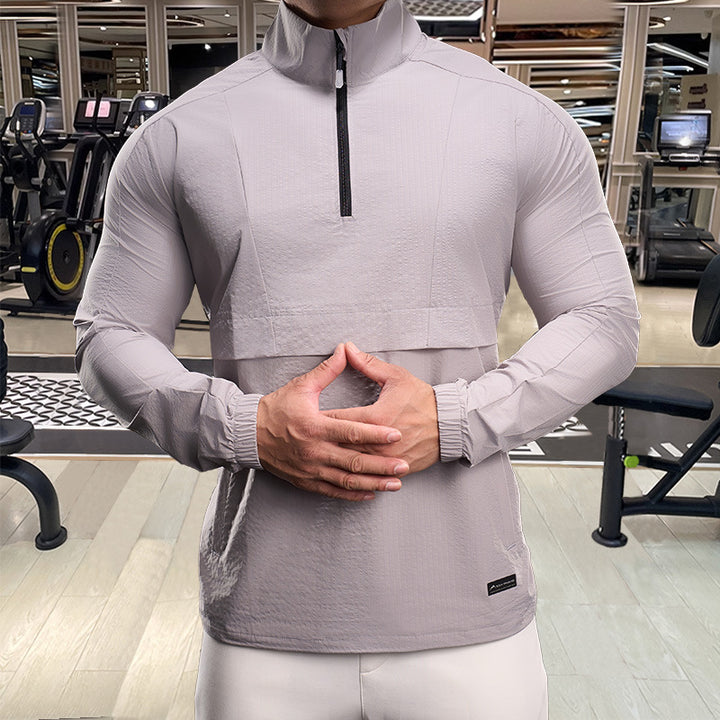 Men's Sporty Functional Jacket with High Collar and Zipper Lisslune