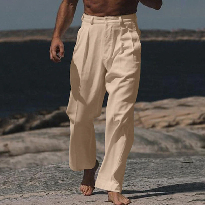 Men's elegant linen trousers with wide cut and high wearing comfort Lisslune