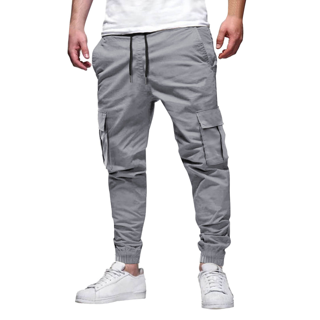 Men's Casual Cargo Pants with Elastic Waistband and Practical Pockets Lisslune