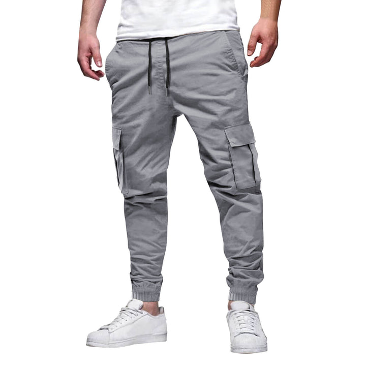 Men's Casual Cargo Pants with Elastic Waistband and Practical Pockets Lisslune