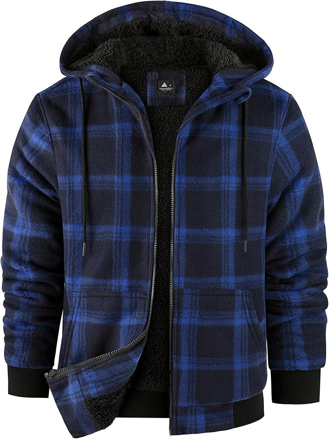 Men's fleece jacket with modern check pattern and cozy inner lining Lisslune