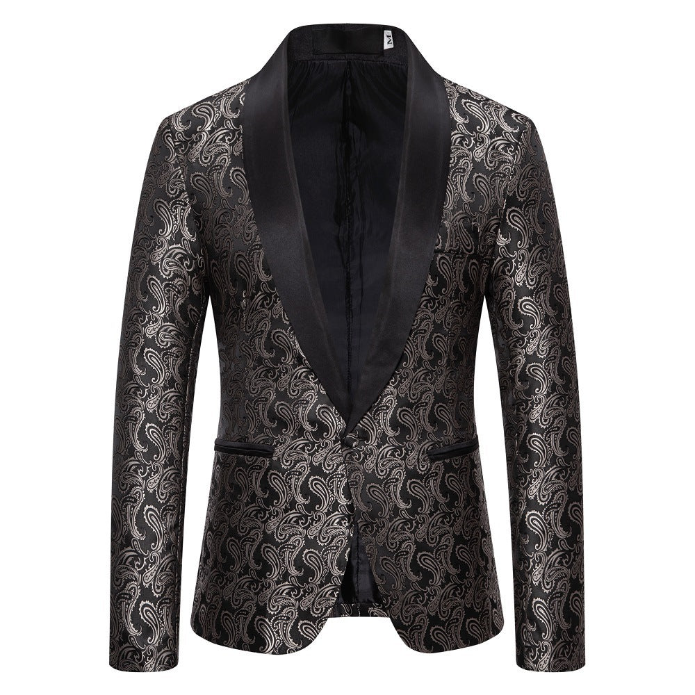 Men's elegant tuxedo blazer with floral jacquard pattern Lisslune