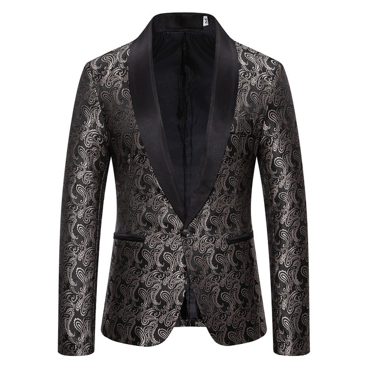 Men's elegant tuxedo blazer with floral jacquard pattern Lisslune