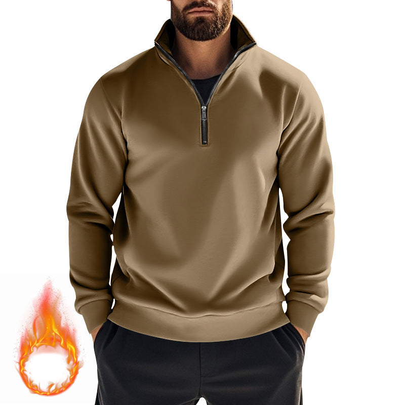 Men's fleece pullover with high collar and half zipper Lisslune
