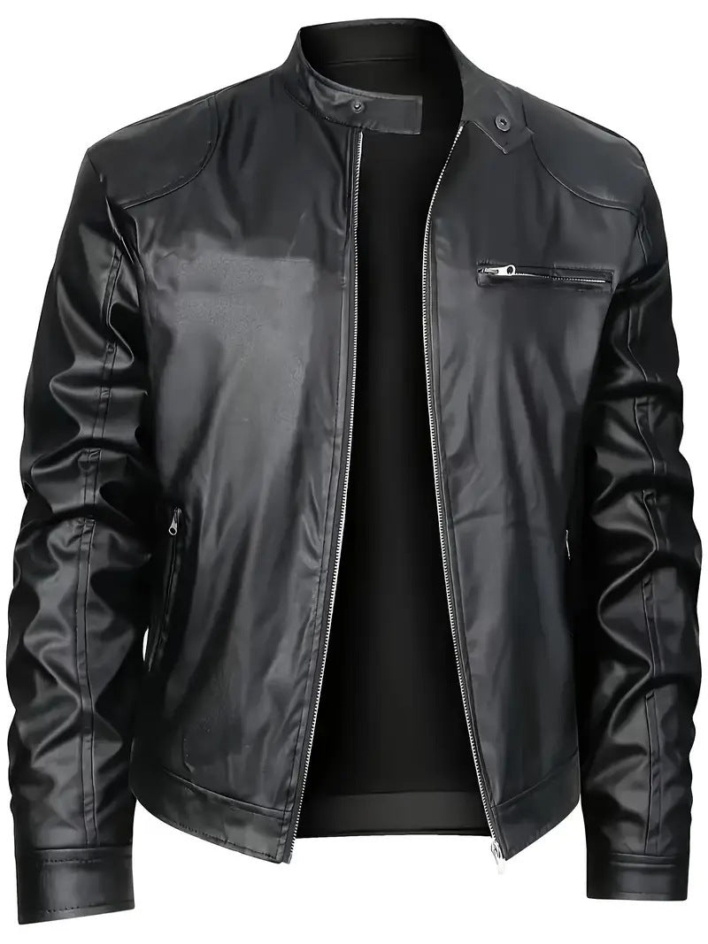 Men's elegant synthetic leather jacket with modern design Lisslune
