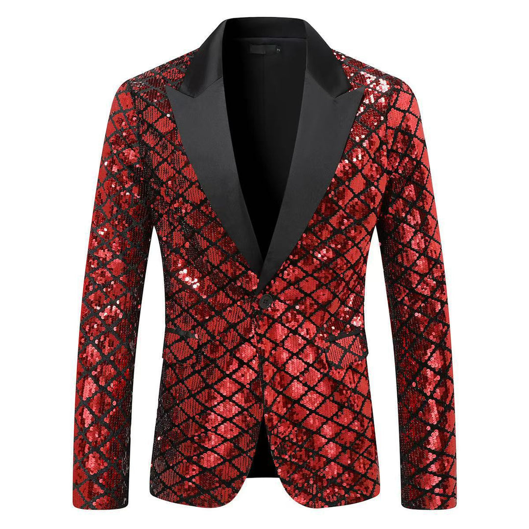 Men's elegant sequin blazer jacket with classic lapel Lisslune