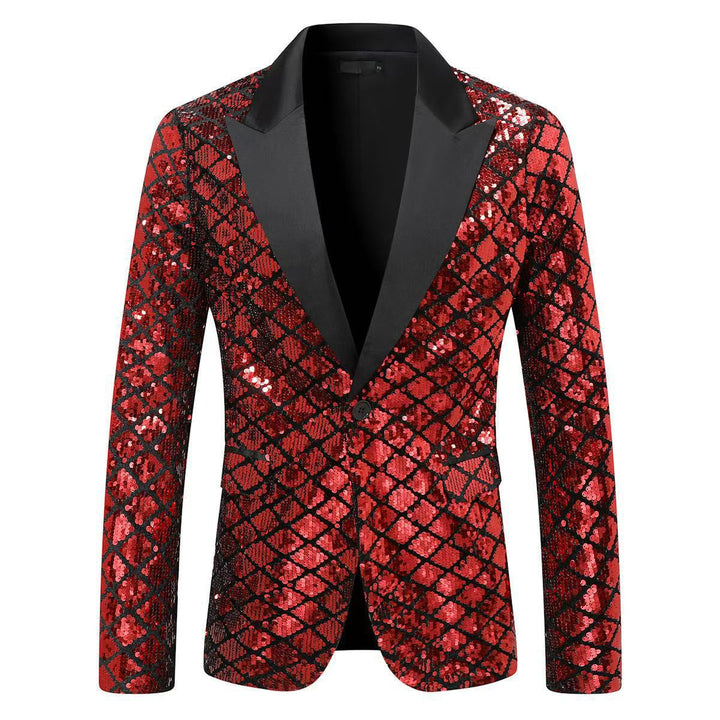 Men's elegant sequin blazer jacket with classic lapel Lisslune