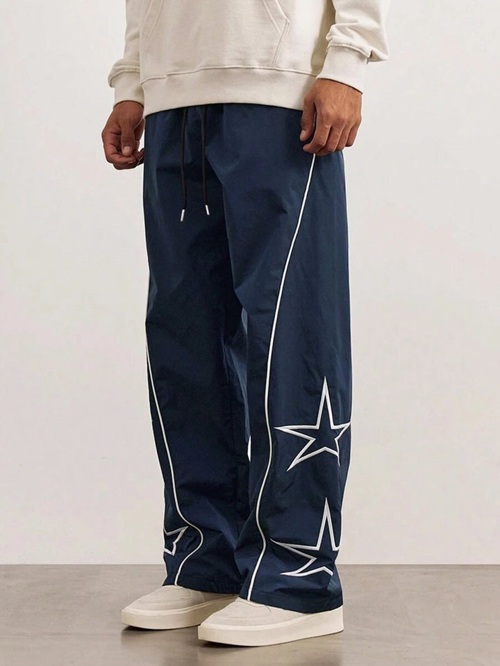 Men's Loose Cargo Pants with Stylish Star Appliqués Lisslune