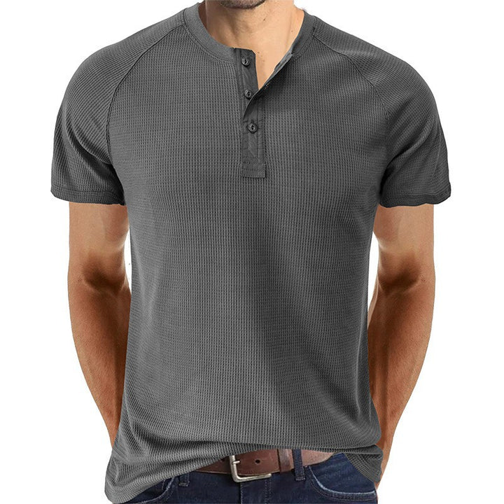 Men's short-sleeve shirt with fashionable button closure and textured fabric Lisslune