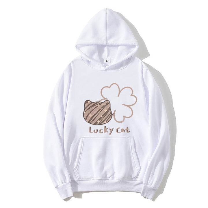 Women's hoodie with creative cat design and lucky motif Lisslune