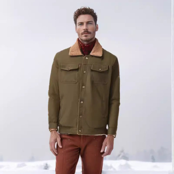 Men's casual jacket with synthetic fur collar and practical pockets Lisslune