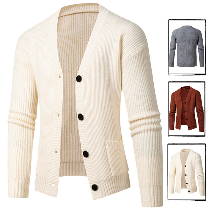 Men's fashionable cardigan with fine rib knit design Lisslune