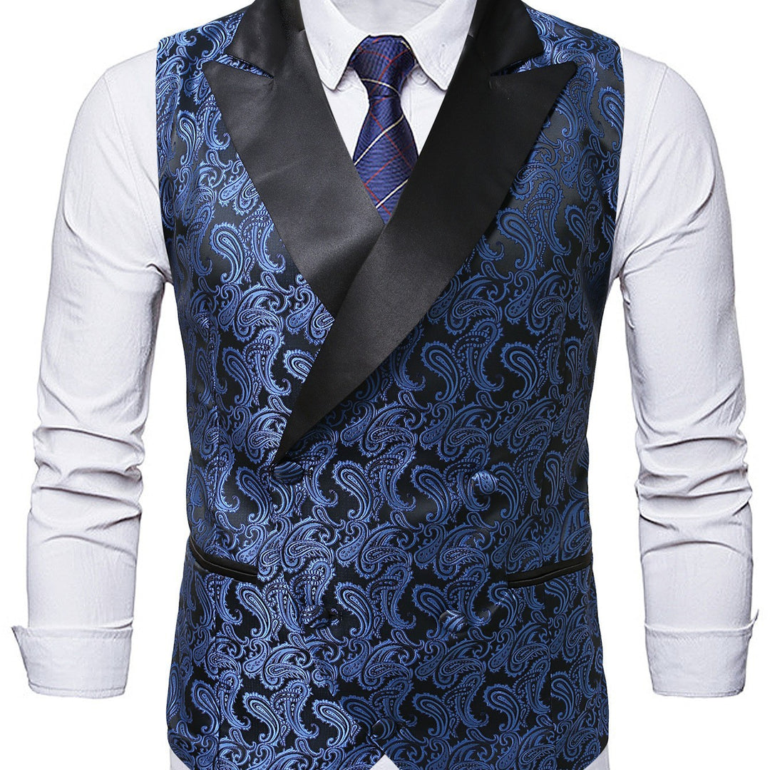 Men's elegant brocade waistcoat with shimmering satin lapels Lisslune