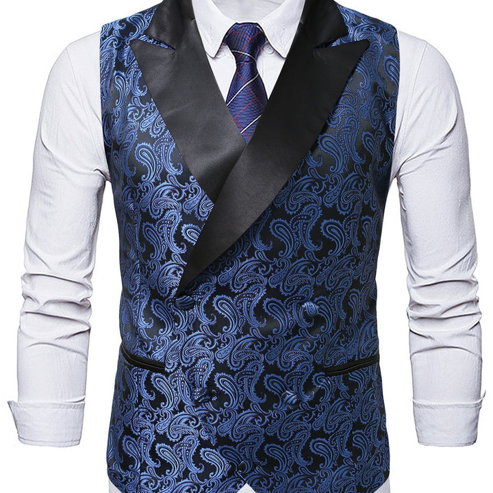 Men's elegant brocade waistcoat with shimmering satin lapels Lisslune