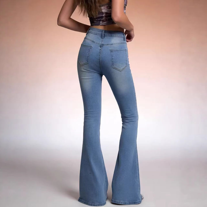 Women Bootcut Jeans with High Waist and Trendy Wash Lisslune