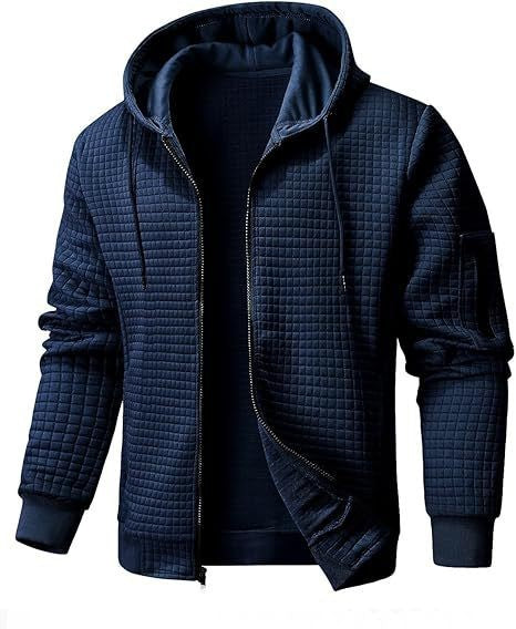 Men's quilted jacket with hood and practical zipper Lisslune