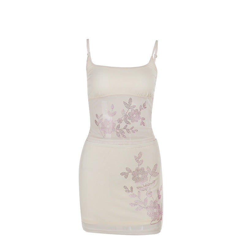 Women’s Crop Top and Mini Skirt Set with Floral Design Lune London