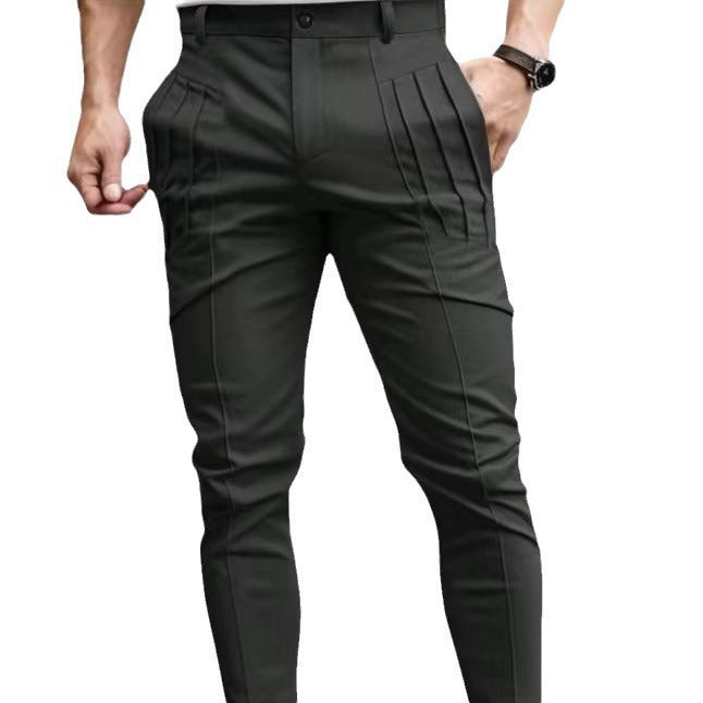 Men's stylish chinos with modern pleats by Lisslune