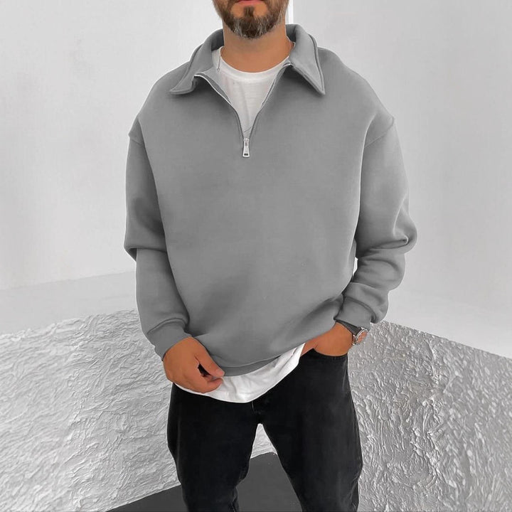 Men's modern sweat sweater with stand-up collar and half zipper Lisslune