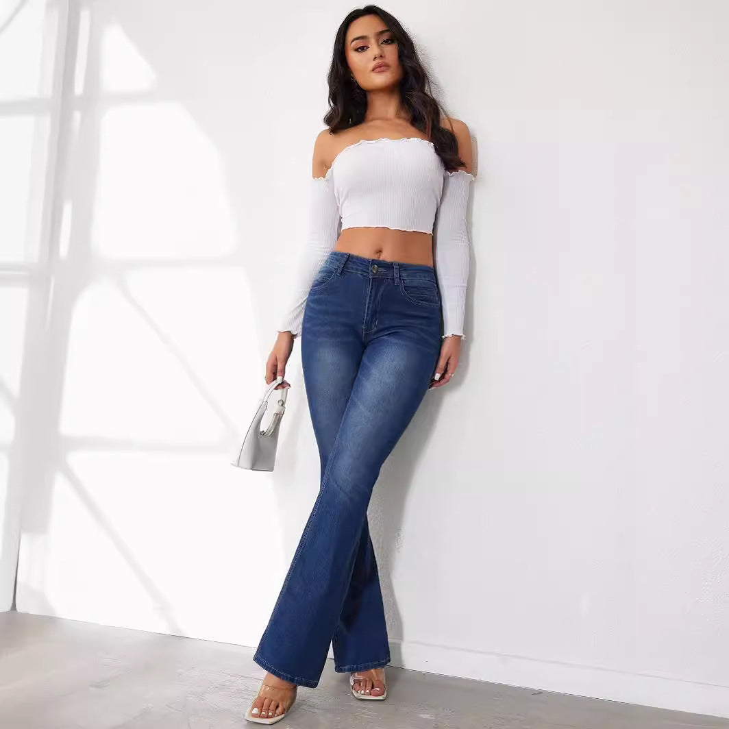Women's Flared Jeans with High Waist and Comfortable Fit Lisslune