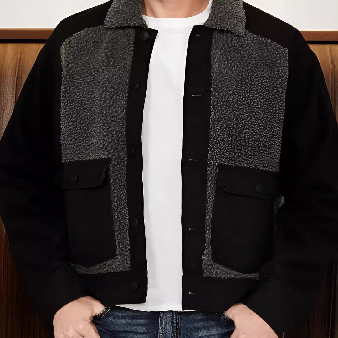 Men's warm fleece jacket with practical pockets and soft collar Lisslune