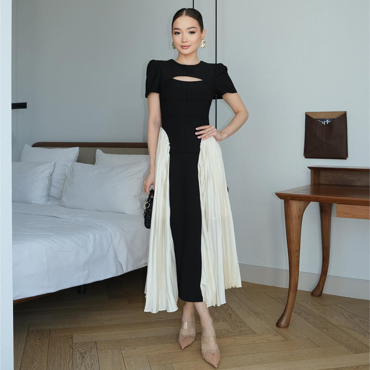 Ladies Maxi Dress with unique cut-out and draped skirt Lisslune