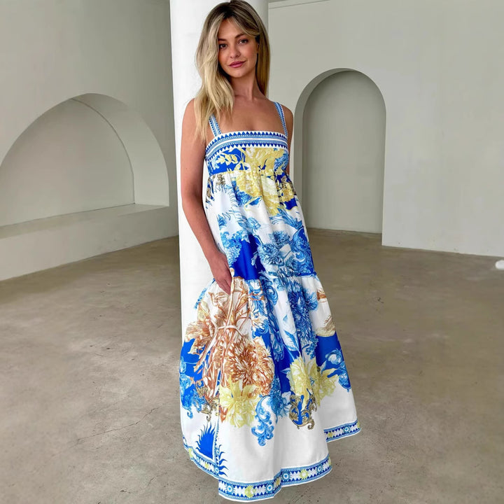 Women's maxi dress with floral design and airy fit