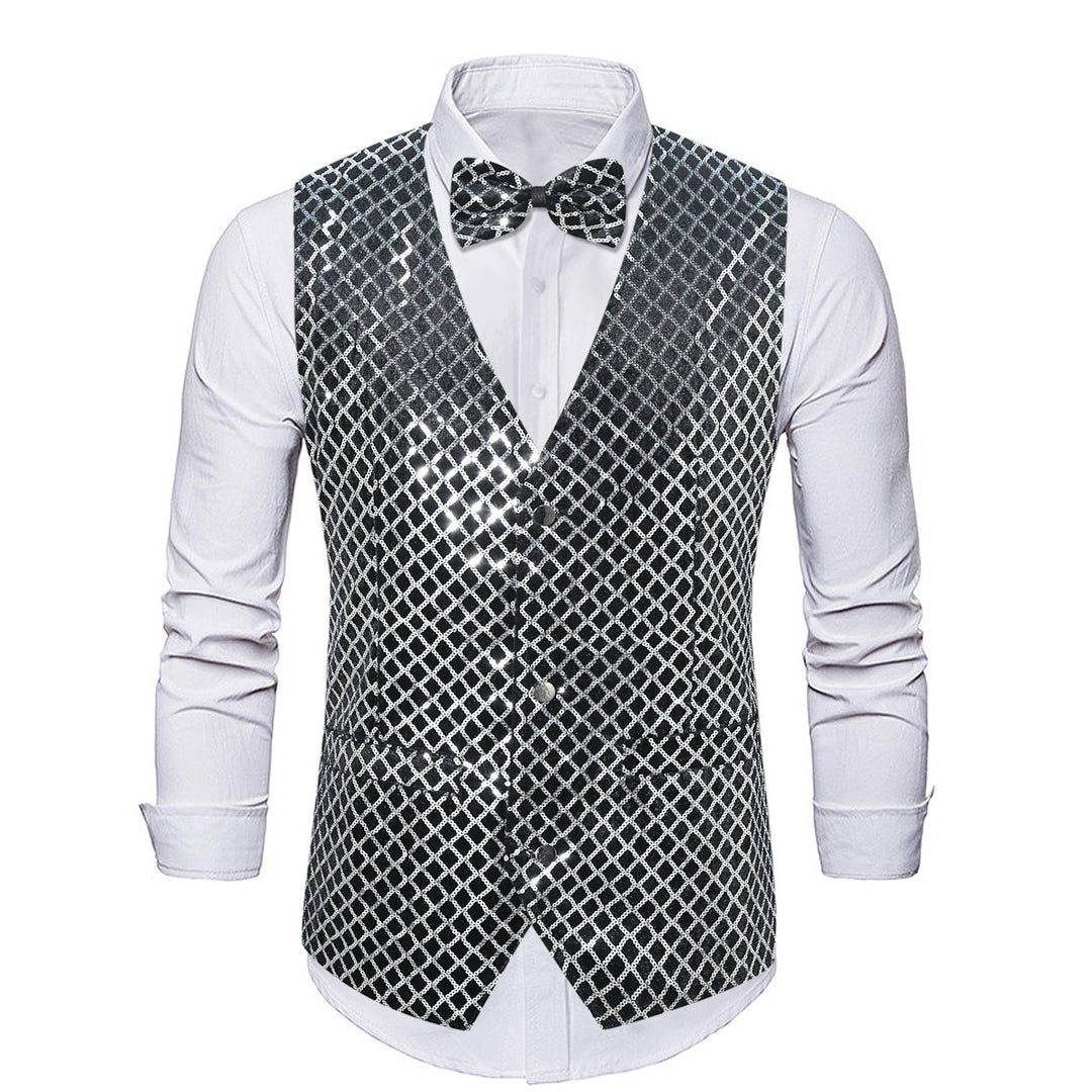 Men's elegant sequined blazer with matching bow tie Lisslune