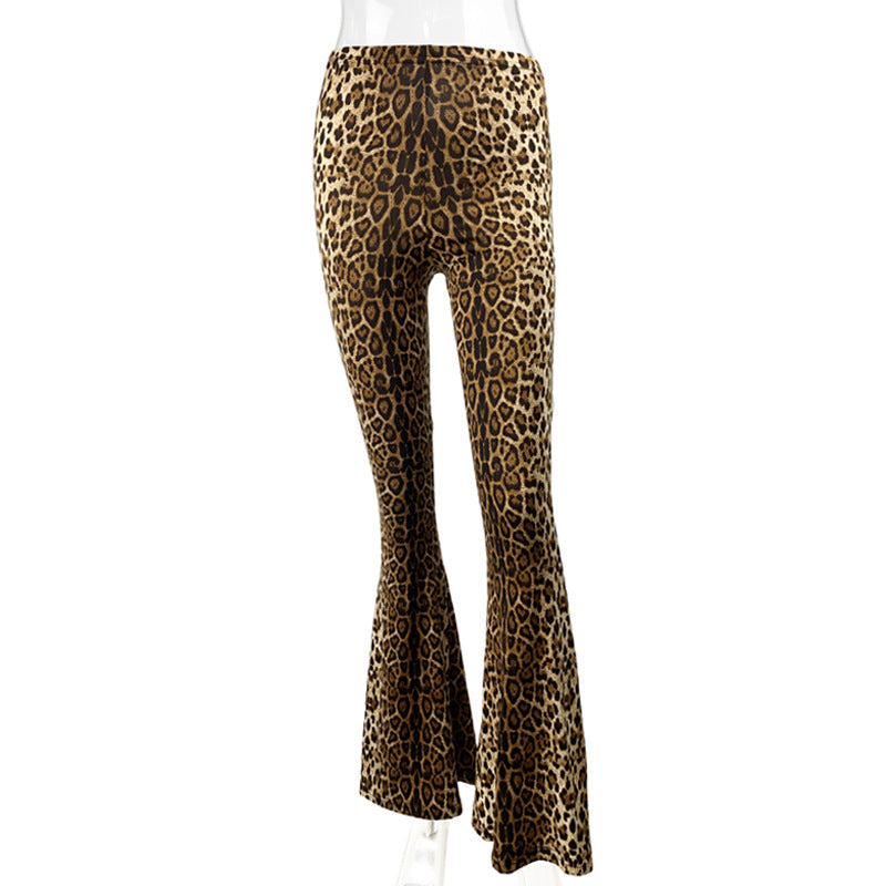 Women Flared Leggings in animalistic Tiger Knit Wash Lisslune