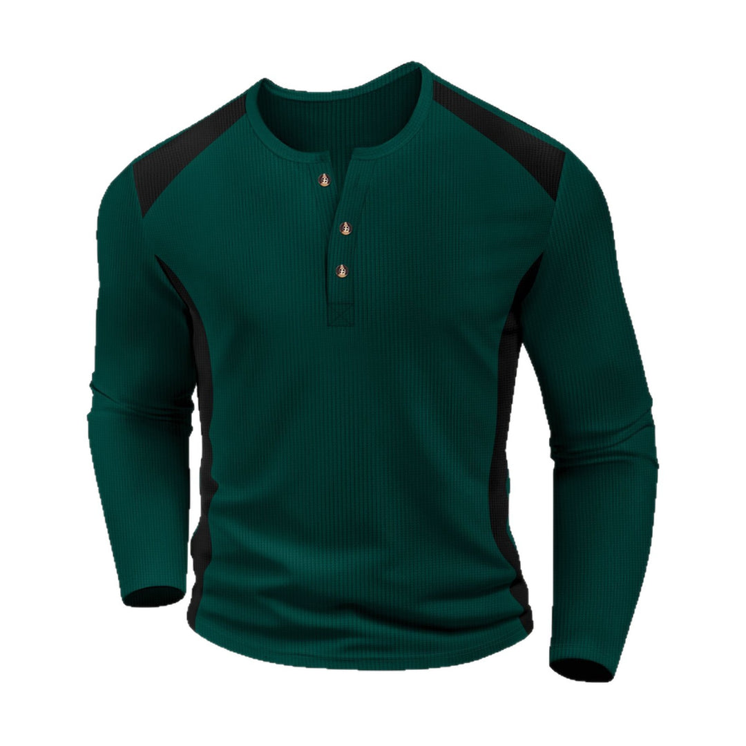 Men's long sleeve shirt with fashionable buttons and textured fabric Lisslune