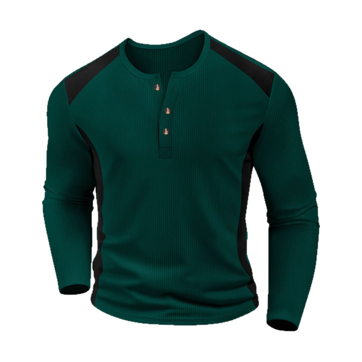 Men's long sleeve shirt with fashionable buttons and textured fabric Lisslune