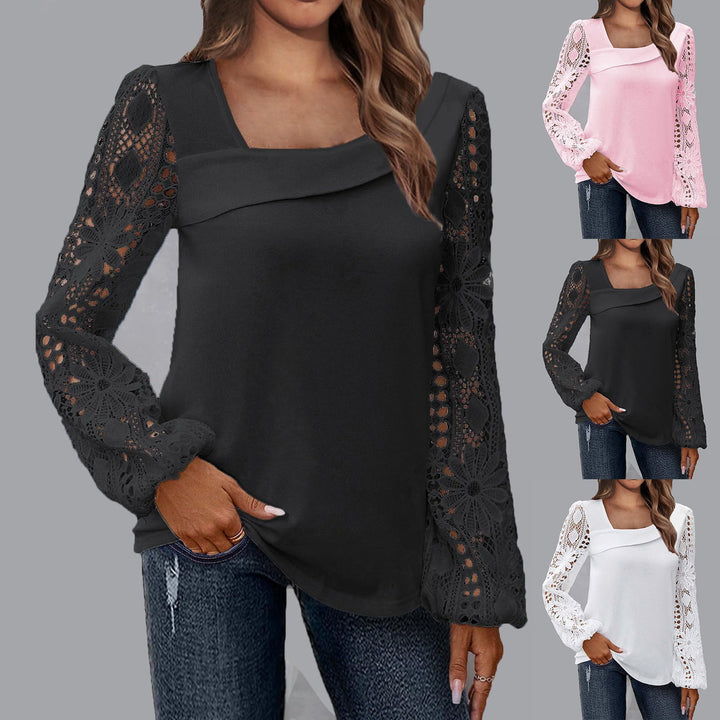 Women's blouse with floral lace sleeves and voluminous cut Lisslune