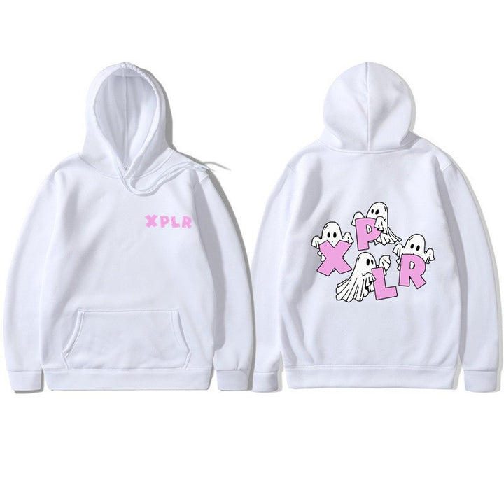 Women's hooded sweatshirt with creative ghost motif and kangaroo pocket Lisslune