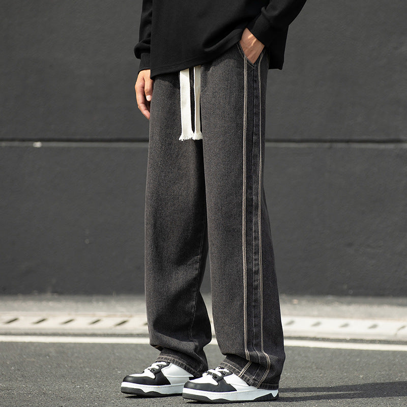 Men's wide jeans pants with contrasting seams Lisslune