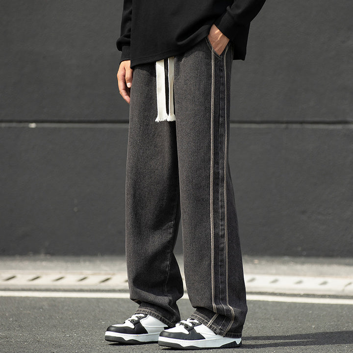 Men's wide jeans pants with contrasting seams Lisslune