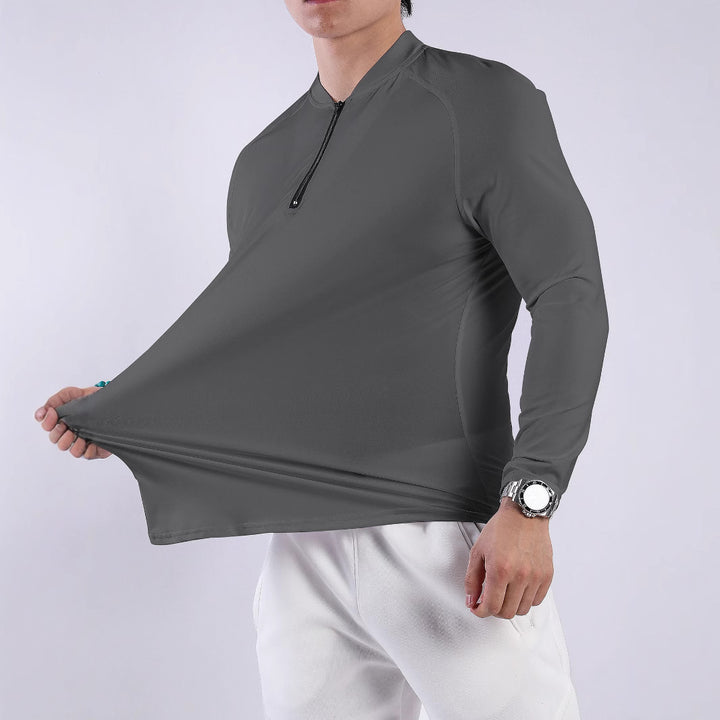 Men's Sporty Long Sleeve Top with Half Zipper and Breathable Material Lisslune