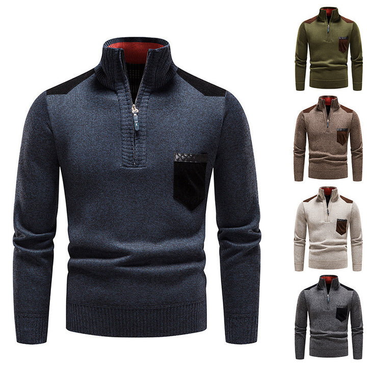 Men's stylish sweater with high collar and zipper Lisslune