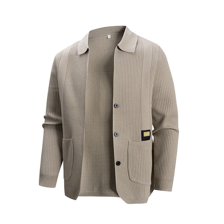 Men's cardigan with modern rib pattern and practical pockets Lisslune