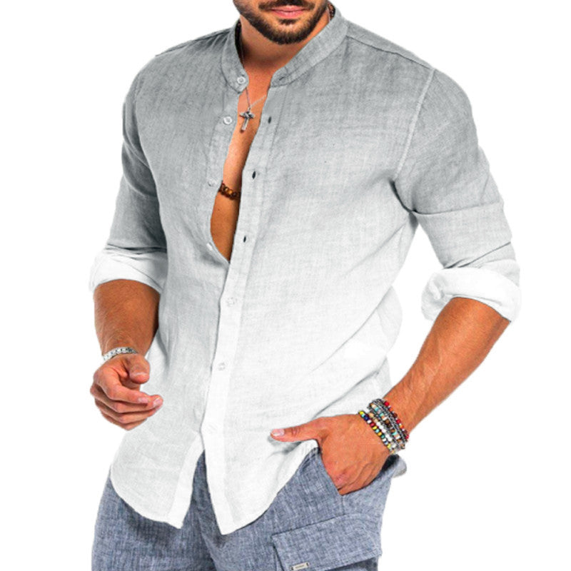 Men's linen shirt with modern gradient and practical button details Lisslune
