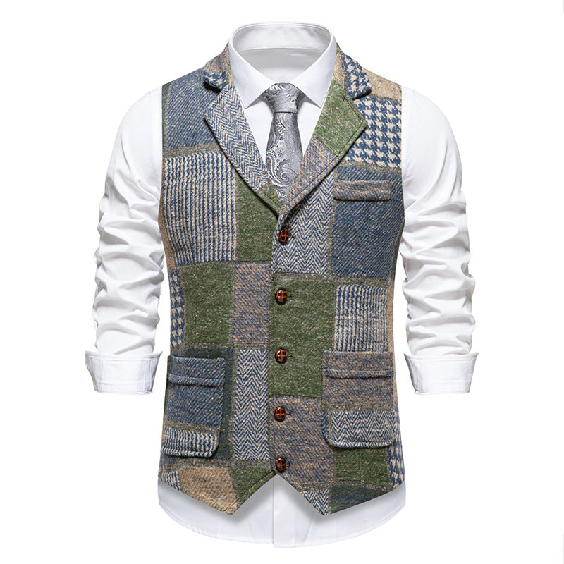 Men's elegant waistcoat in patchwork design Lisslune