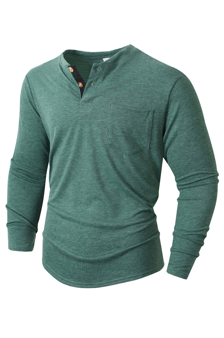 Men's long-sleeve shirt with button placket and practical chest pocket Lisslune
